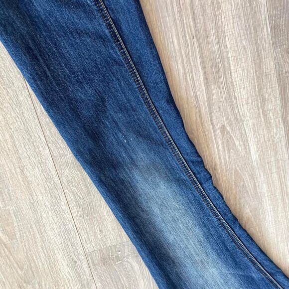 Y2K Low Rise Flare Blue Jeans with Brown Embroidery Coastal Cowgirl Denim Retro - Picture 6 of 8